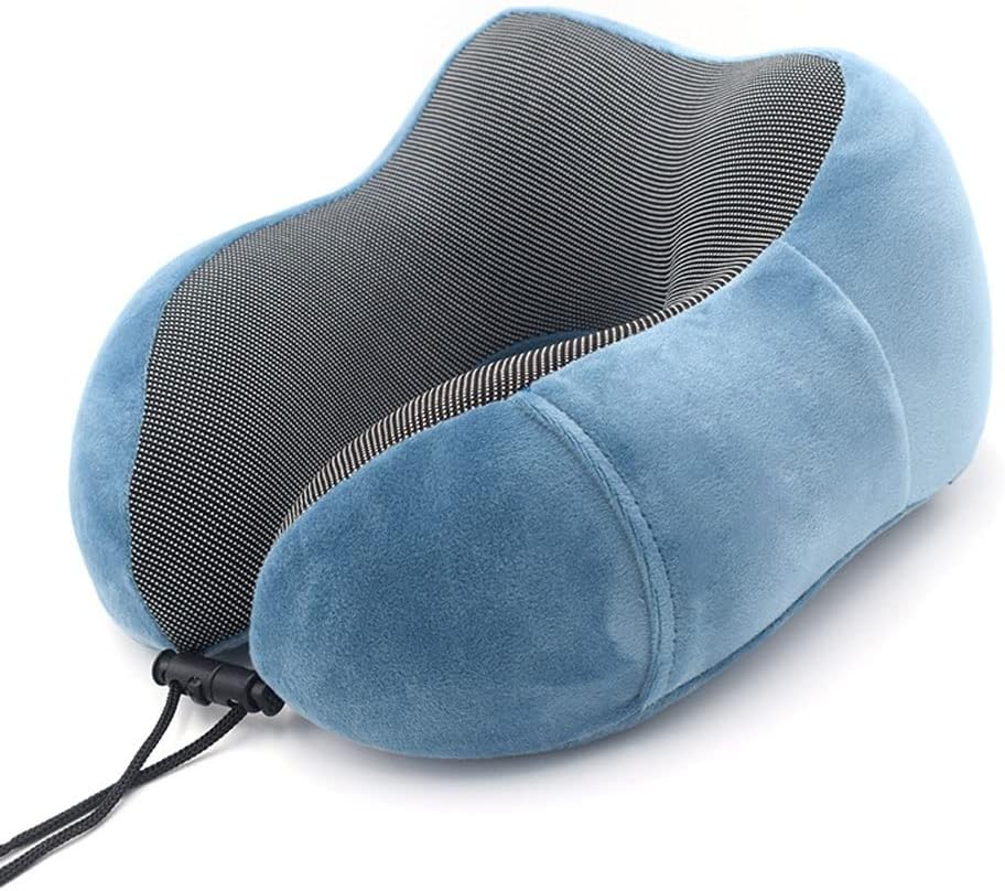 Travel Pillow, Memory Foam Neck Pillow Head Support Soft Pillow for Sleeping Rest, Airplane Car & Home Use, Best Travel Accessories (Color : Gray)