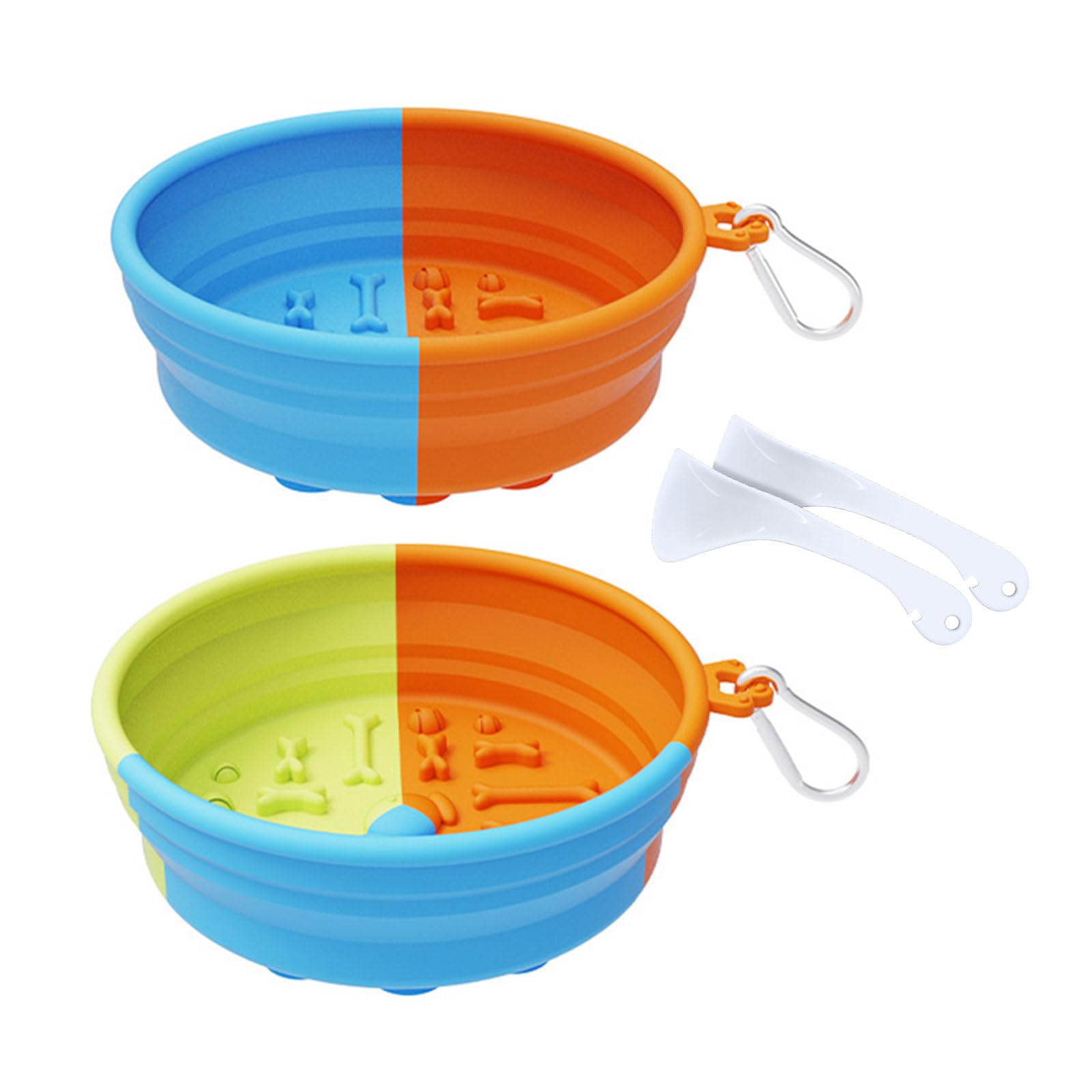 HUANGTNG 2PCS Dog Bowl for Travel Pet Foldable Feeding Silicone Food Bowl Outdoor Water Bowl Food Dispenser for All Breeds