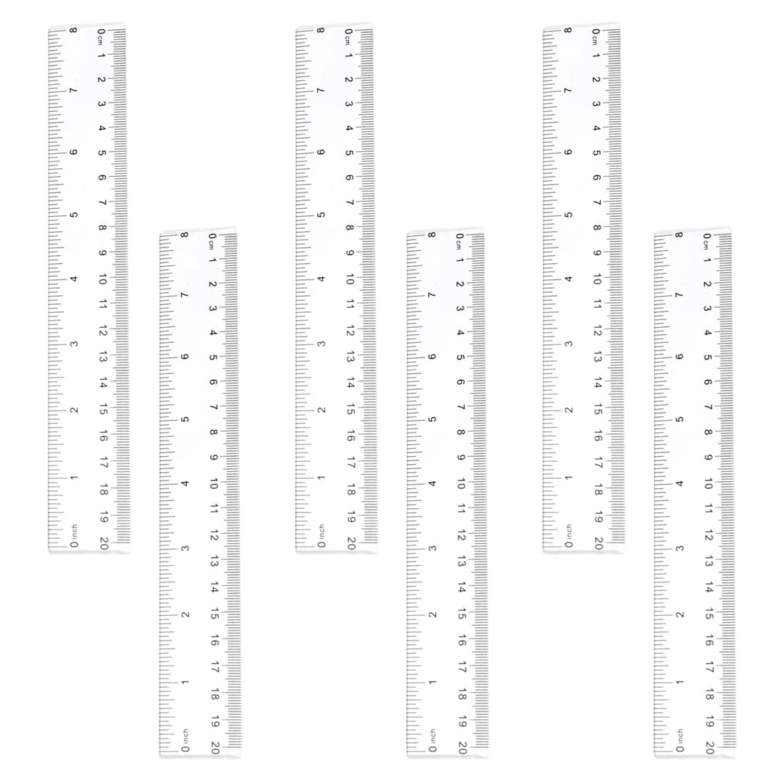 KSIUW 6 Pcs Regla de plástico Transparente de 15 cm con Escala métrica y en pulgadasReglaHerramienta de medición de precisiónRegla para escuelasOficinasHogar