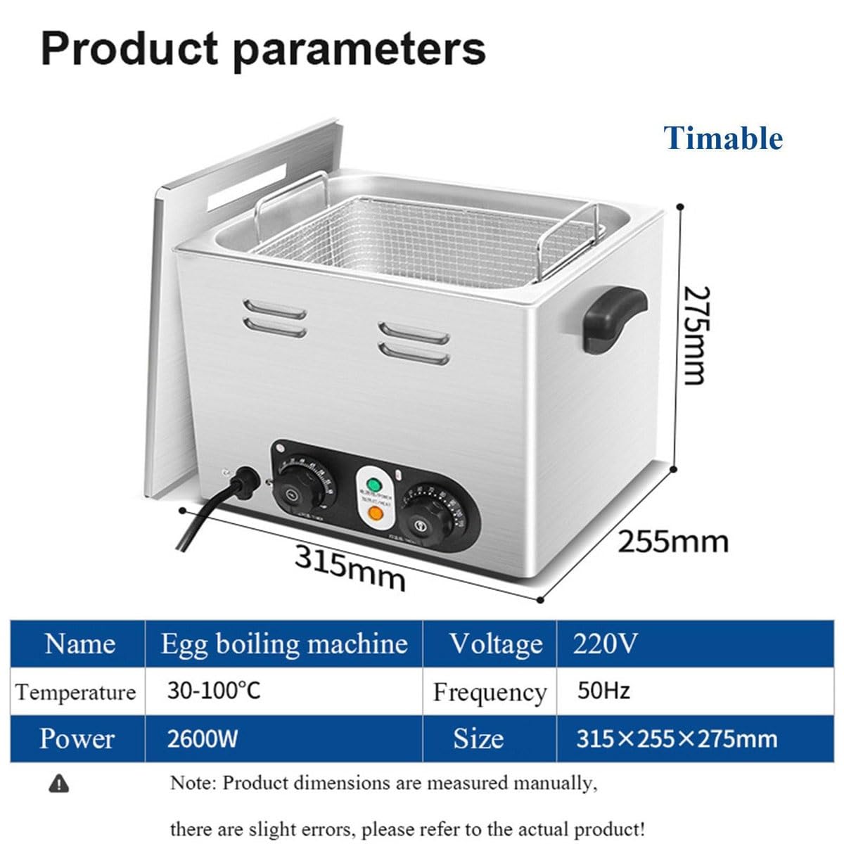2600W Commercial Egg Boiler,45 Pcs Stainless Steel Hot Spring Egg Boiler with Mesh Basket,30-110℃ Temperature Control and Timer, Even Heating, for Soft-Boiled Egg, Half-Boiled Egg 7