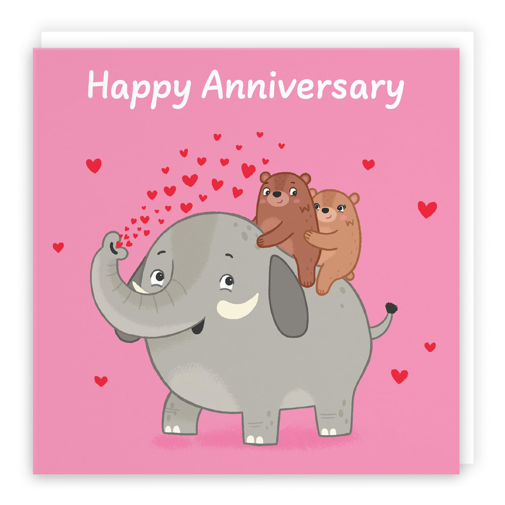 Hunts England, Cute Elephant Love Anniversary Card, for Him Her, Couple, Men, Women, Fun Bears Anniversary Card