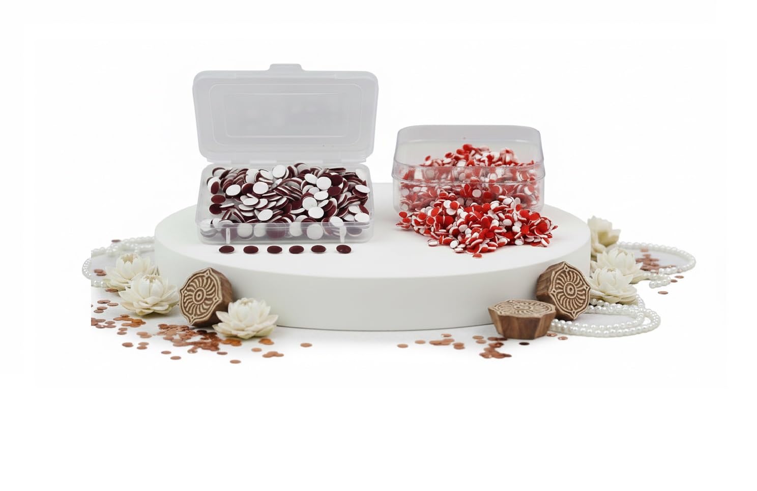 SANGAM Red Maroon Bindi 6 Packets Tattoos Stickers Wedding Tikka Bridal Accessories Forehead Stickers Round Dots Tilak Bindi Mix Size Indian Dots Makeup Handmade Item Indian Fashion Jewelry
