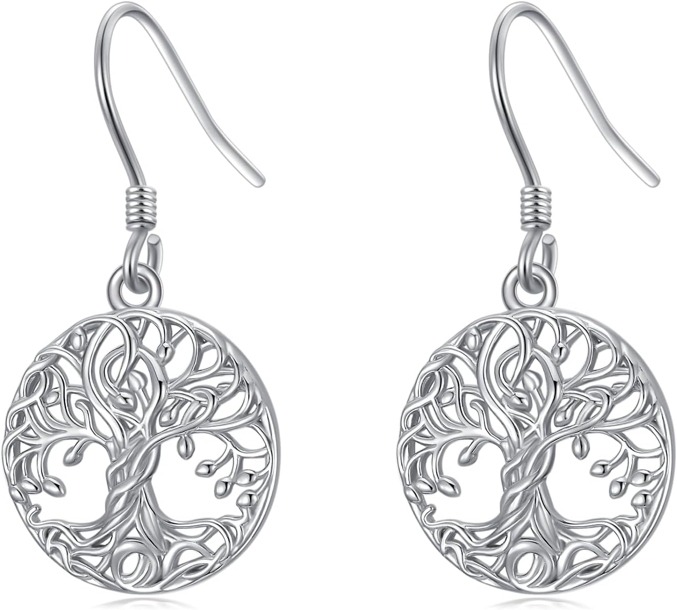 VONALA Silver Earrings for Women 925 Sterling Silver Tree of Life Filigree Leverback Drop Dangling Earrings Birthday Anniversary Christmas Jewelry Gifts