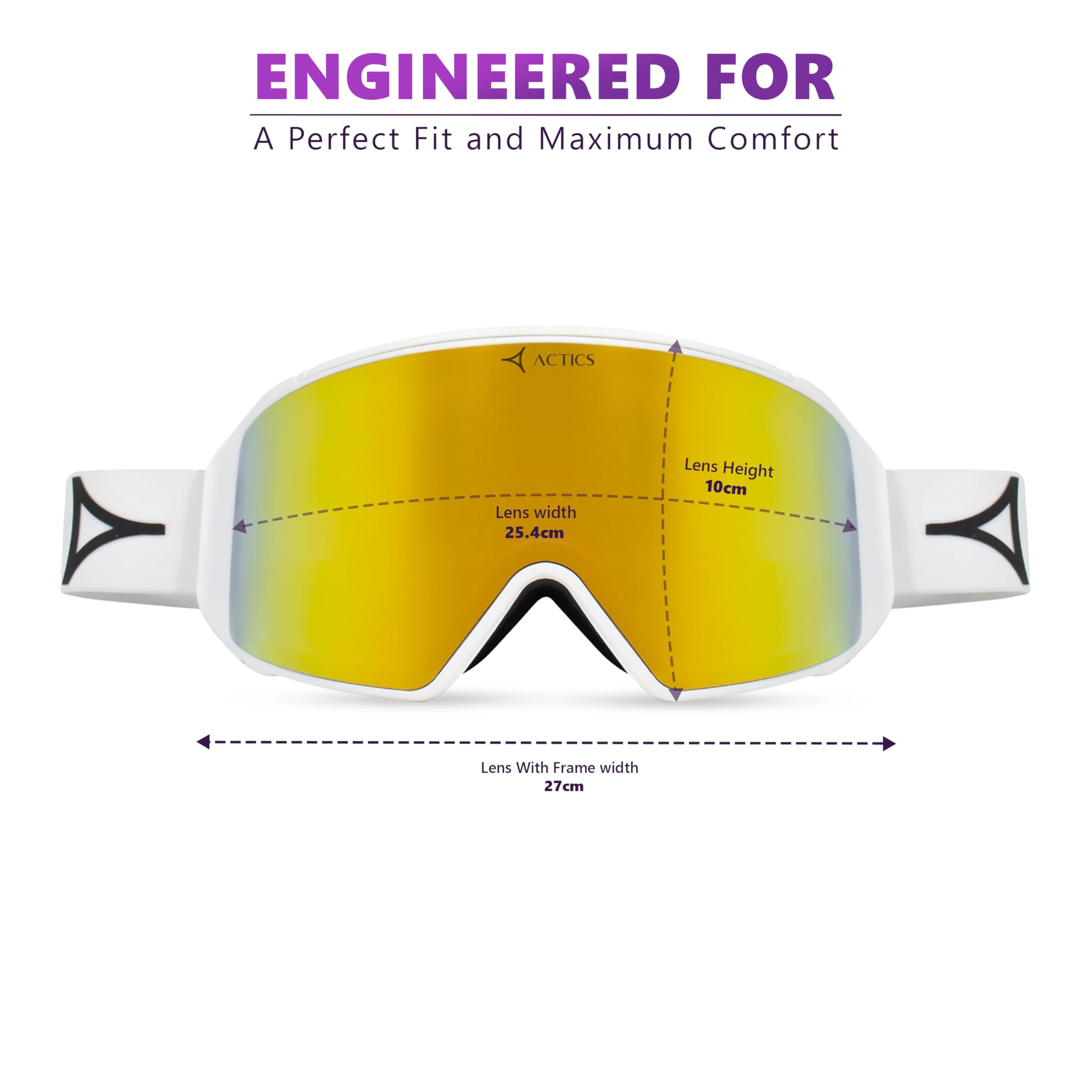 Eagle 2 - Maschera da sci Pro-Level, con potente lente magnetica intercambiabile, protezione UV400 al 100%, per uomini e donne, colore: bianco