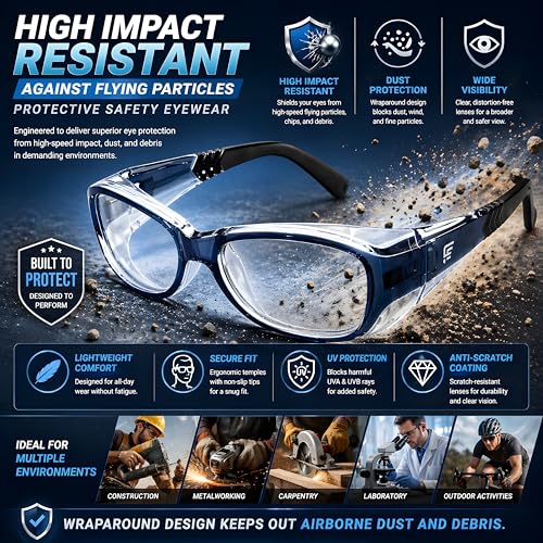 Image of FAMOUS safety eyeglasses frame for men and women impact resistant side shield