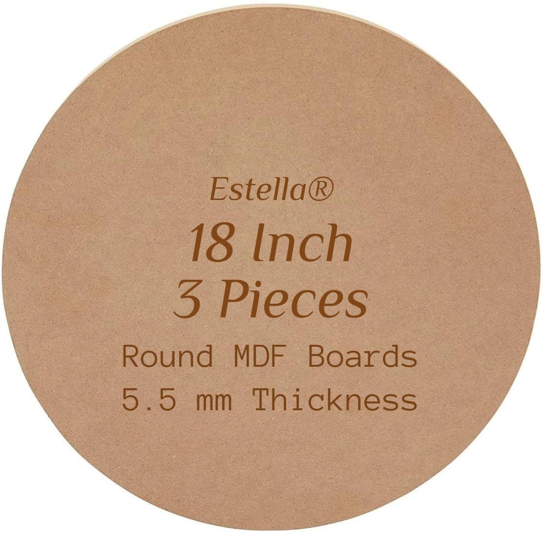 Estella® 18 Inch - 3 Pieces - MDF Board for Art and Craft - Round Wood Circles for Art & Craft | Resin, Lippan, Mandala, Painting, Wall Hanging, Clock Making, Decoration (18 inches, 5.5 mm Thick)-image-15