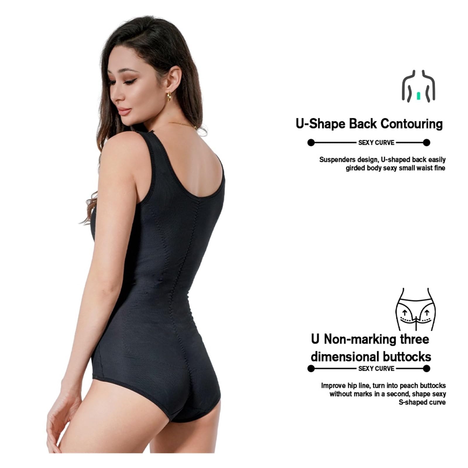 Shapewear Damen Frauen EIN Stück Thermo-Unterwäsche Push-Up Body Frau Winter Warm Shapers Shapewear Taille Cincher Bauch Steuer Korsetts Formend Bodysuit(Black,XL)