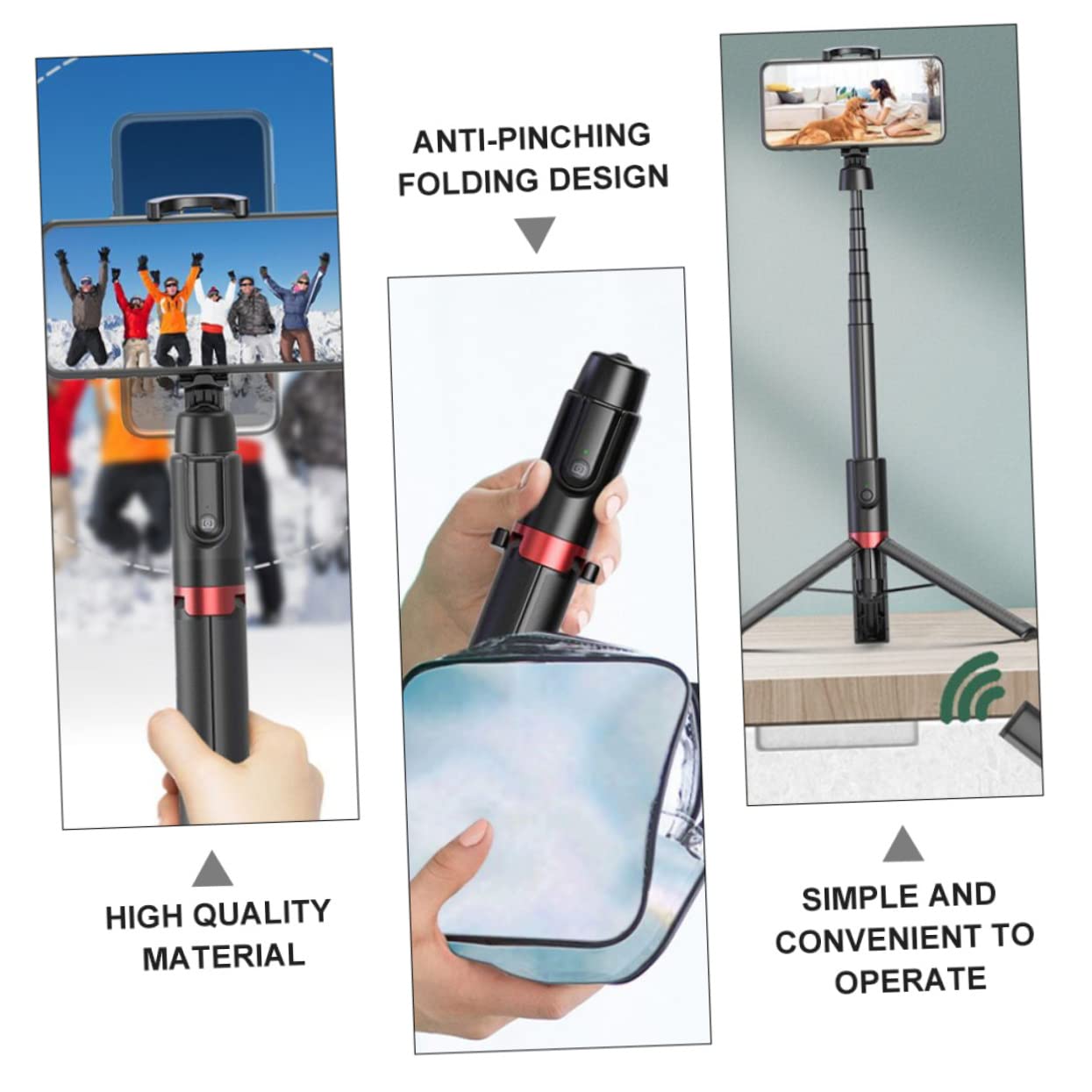 Treppiede per Streaming Selfie Stick Rotante Clip per Telefono Supporto per Treppiede Live Telecomando Staccabile e Design