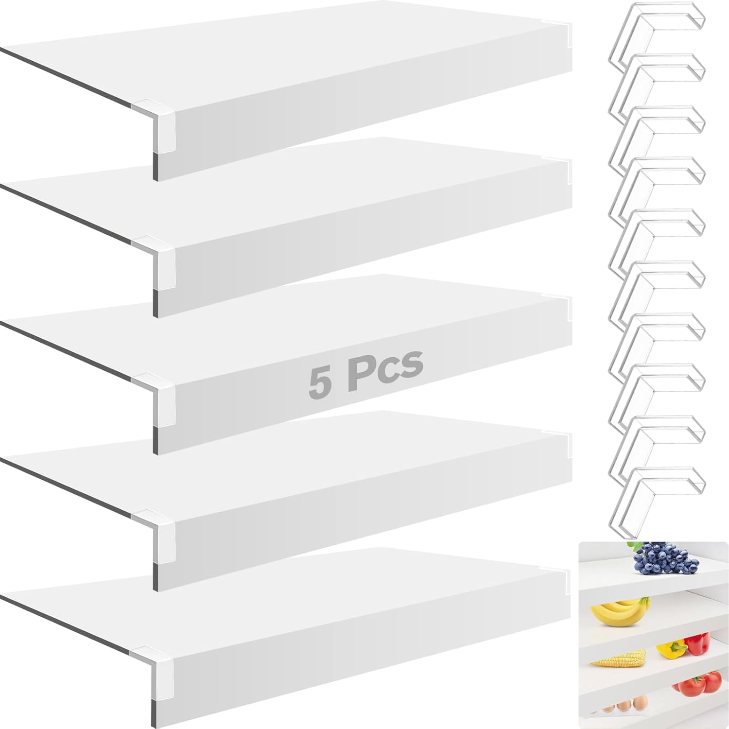 5 Pcs Wire Shelf Cover, 40X16X3 Inch Carbon Fiber Material Shelf Covers for Pantry Shelves(Not Wood), Waterproof Removable Closet Shelving Liner for Home Kitchen,Office Organization - White White 40 x 16 x 3 in