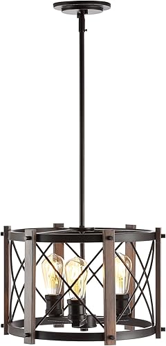 Miniatura 1 de JONATHAN Y JYL7501A Ferme - Colgante LED rústico de hierro ajustable de 16 pulgadas, 3 luces, estilo industrial, vintage, casa de campo regulable,