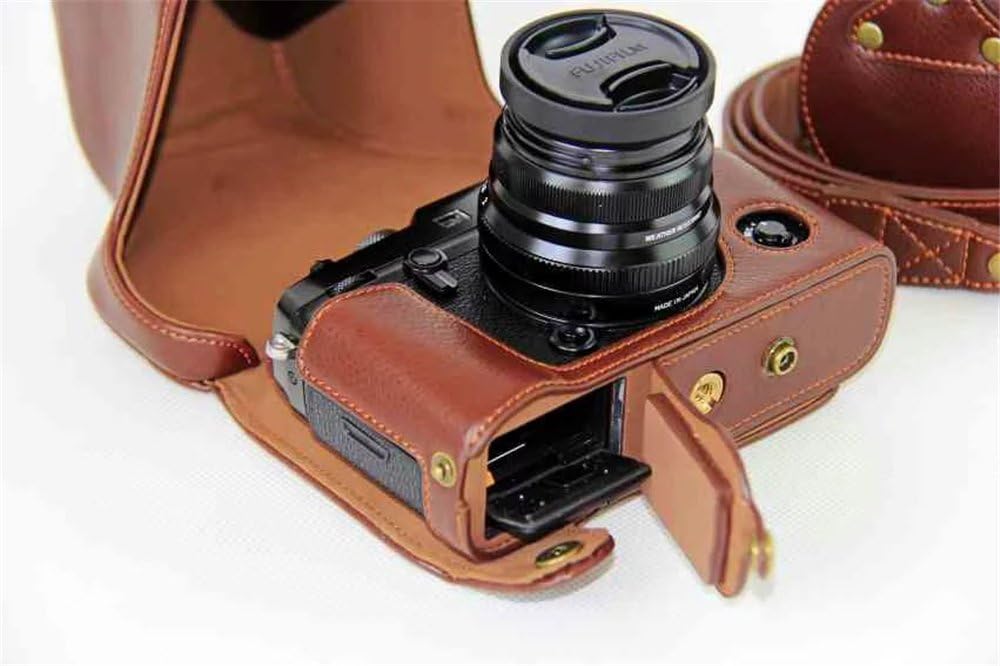 X-Pro2 X-Pro 3 Case, BolinuUS Genuine Real Leather Camera Case Bag Cover for Fuji X-Pro2 Fujifilm X Pro2 X-Pro3 XPro3 with XF35mm Lens Bottom Opening Version + Neck Strap + Mini Storage Bag