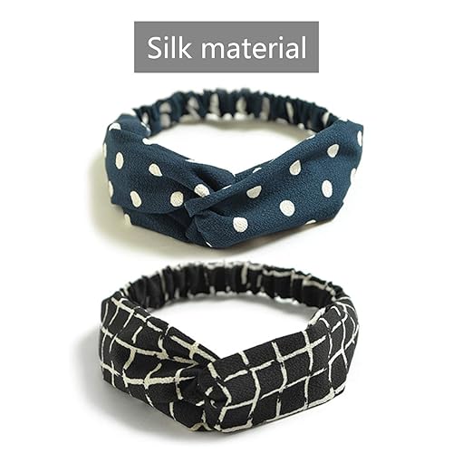 Miniatura 4 de DRESHOW Paquete de 10 diademas bohemias para mujeres y niñas, bandas elásticas cruzadas para el cabello, accesorios florales para el cabello