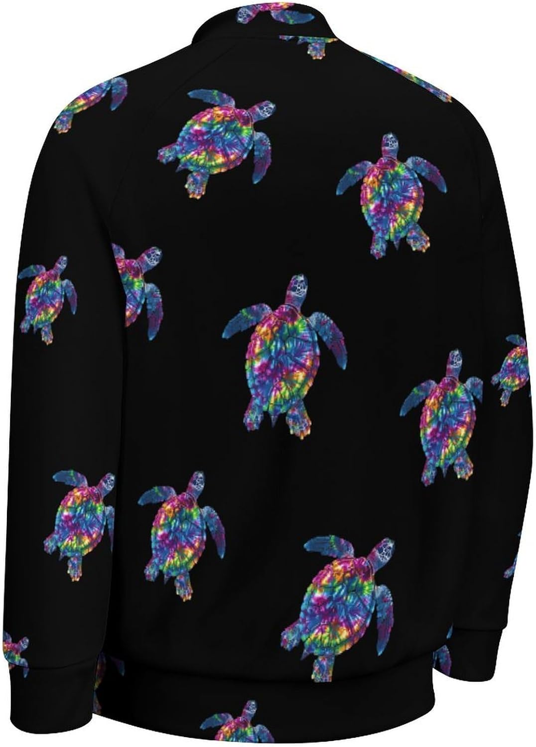 Tie Dye Turtle Novelty Men's Baseball Jackets Causal Sweatshirt Button Top Long Sleeve Coat