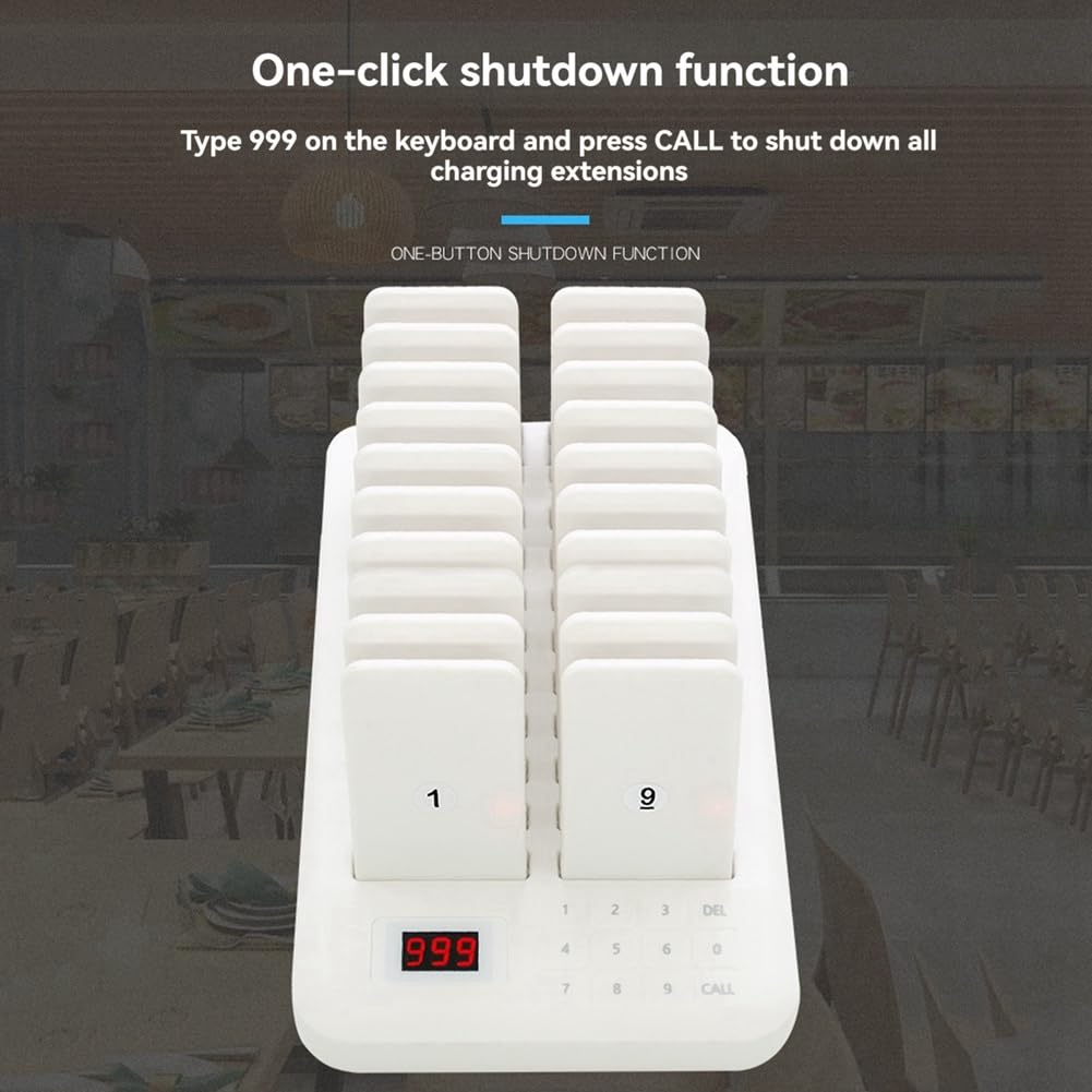 20 Pager Set Food Truck Untersetzer Summer Pager Empfänger Anrufsystem für Bar Cafe Court Fast Coffee Shop EU Stecker