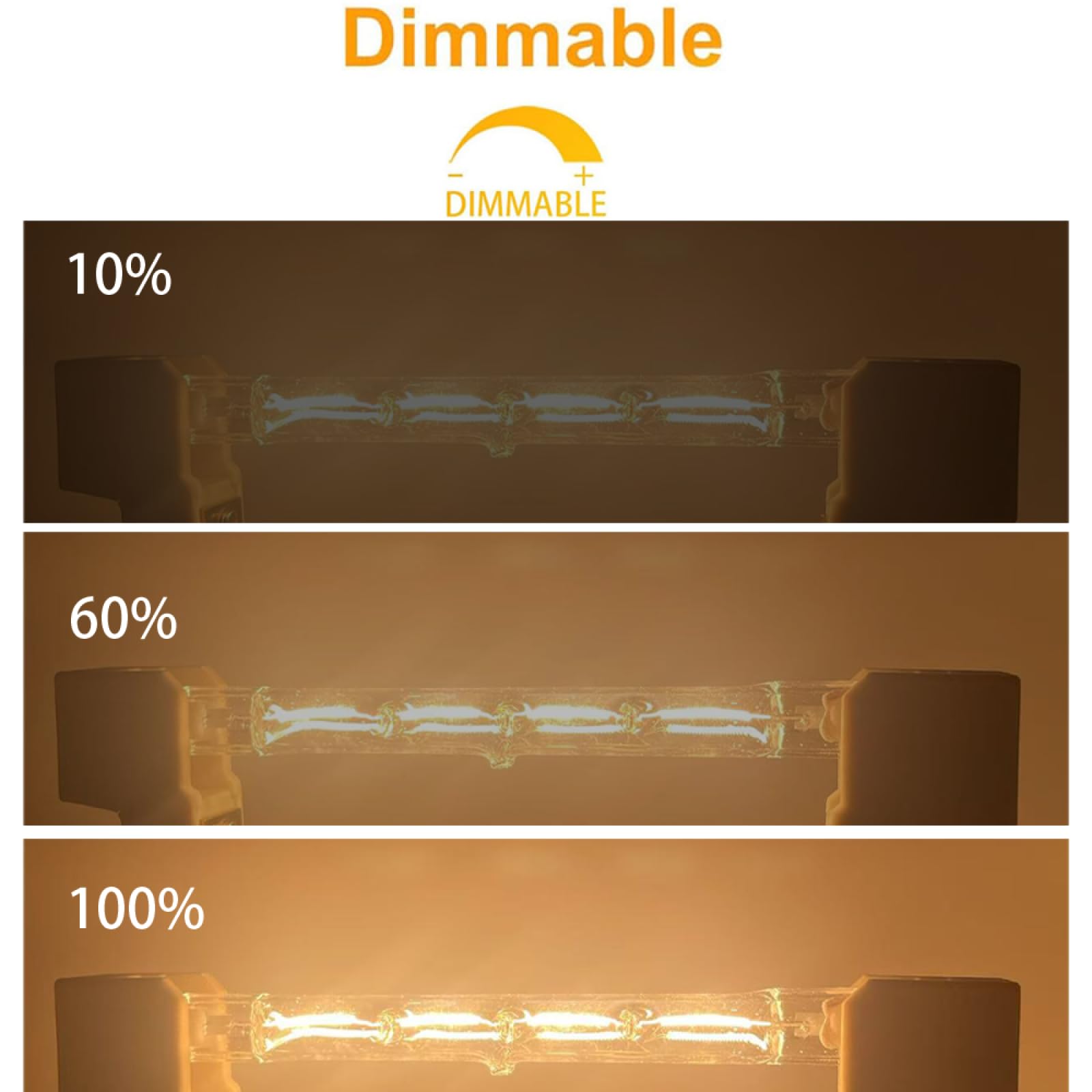 R7S 333mm 2000W 230V Halogen Flutlicht Glühlampen J333 1000W Dimmbar J-Typ doppelseitig gesockelt warmweiß 10PC 1000W