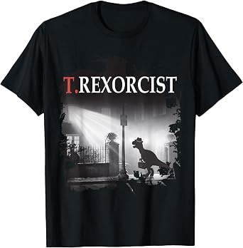 Tyrannosaurus Rex Tee Shirt - T.rexorcist Dinosaur Parody T-Shirt