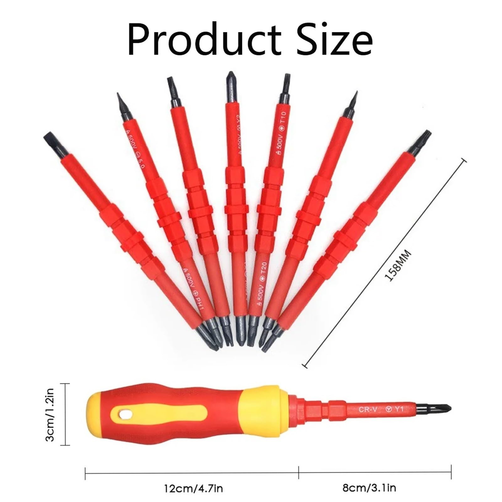 Zestaw izolowanych śrubokrętów dla elektryków - ergonomiczny uchwyt, odpowiedni do prac elektrycznych, wkrętaki nasadowe i gniazdowe Szerokie Zastosowanie(14pcs)