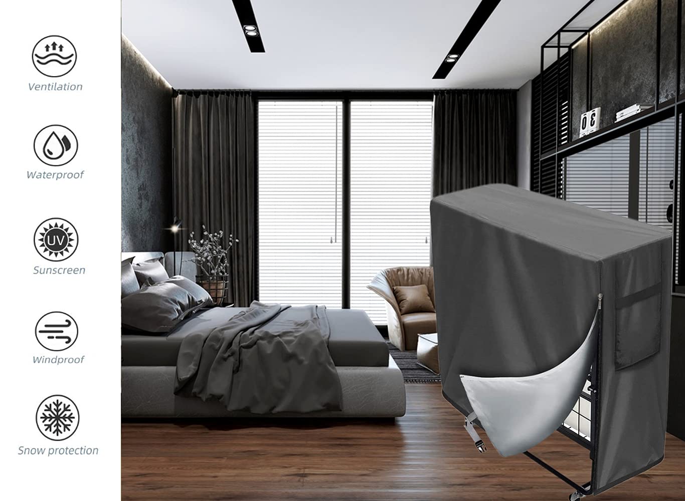 Housse De Lit Pliant Avec Fermeture Éclair Imperméable Anti-Poussière