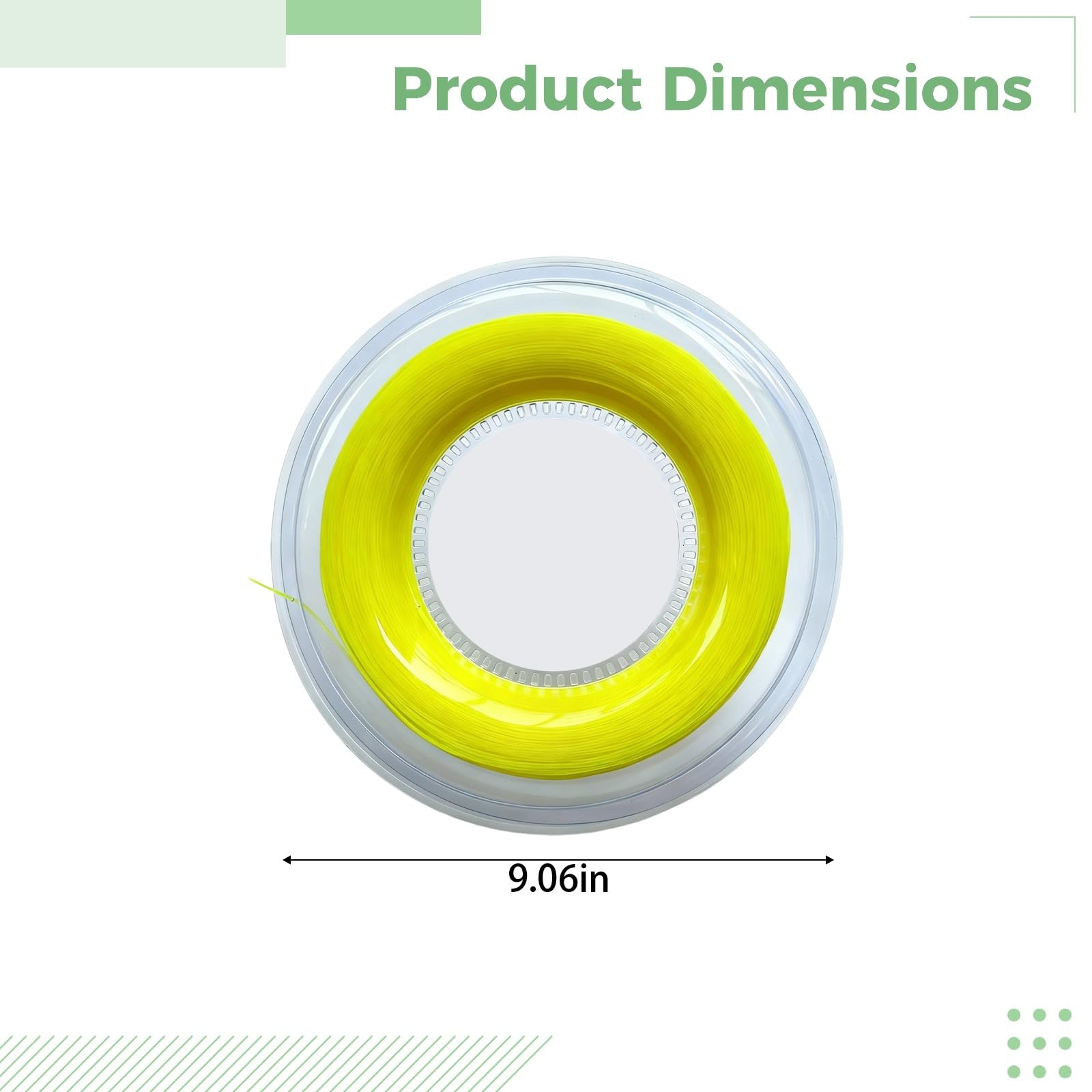 Carrete de cuerda de tenis de nailon, 16 g, 1,35 mm, multifilamento, 200 m de longitud, tensión estable y absorción de golpes, amarillo fluorescente para alta visibilidad, rendimiento
