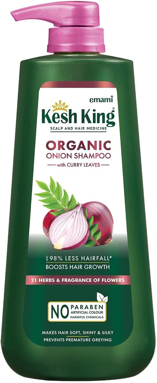 Kesh King Organic Onion Shampoo | Controls Hairfall with Curry Leaves | Increase Hair Growth | Damage Repair | Provides Soft & Shiny Hair | 20.29 Fl Oz (Pack of 1)