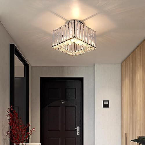 Miniatura 2 de Moderna lámpara de techo de cristal, iluminación semiempotrada con acabado negro mate LED con base E2627 para dormitorio, entrada, vestíbulo,