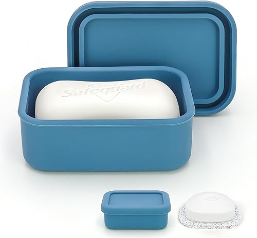 Estuche de jabón de viaje de silicona a prueba de fugas con capa de drenaje, contenedor de jabón portátil compacto, soporte de jabón inastillable