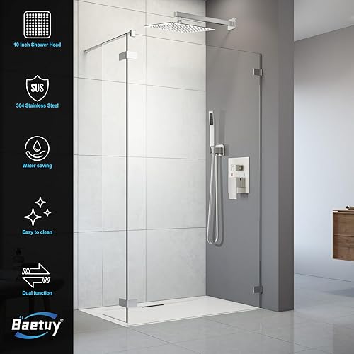 Miniatura 23 de Juego de grifo de ducha cuadrado para baño, cabezal de ducha de lluvia y mango, accesorios de ducha montados en la pared con válvula de ducha y kit