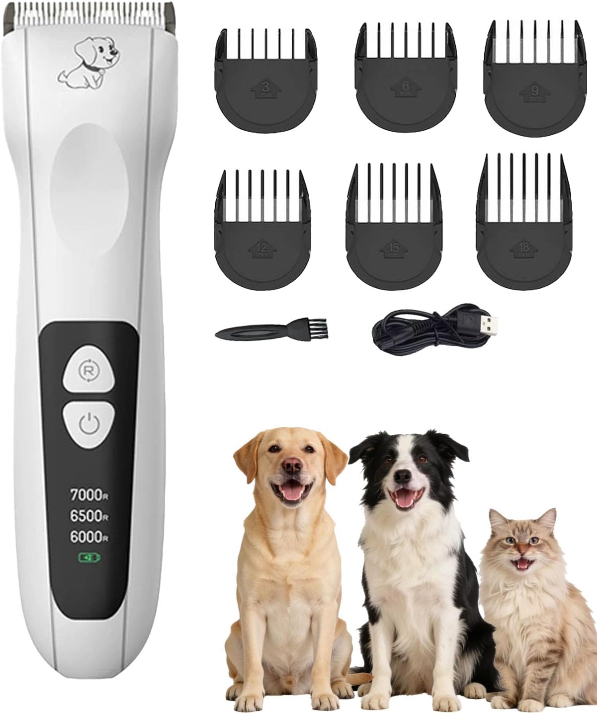 New Large Professional Dog Clippers for Grooming Thick Hair,Low Noise Pet Hair Shaver Kit with Stainless Steel Blade,Cordless Rechargeable Dog Hair Trimmer for Grooming Thick/Knotted/Wave/Curly Hair