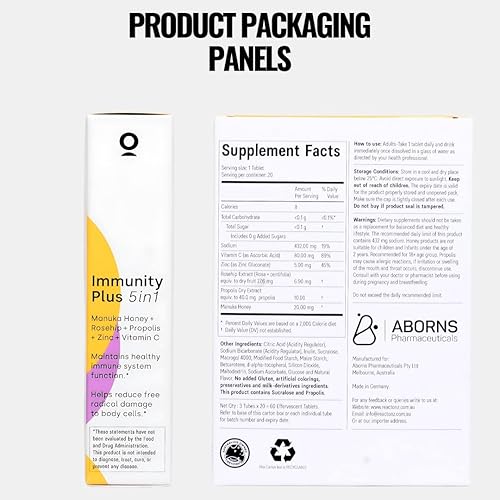 Miniatura 10 de 5 en 1 Immunity Plus - Suplemento inmunológico y antioxidante - Vitamina C, zinc, miel de manuka, rosa mosqueta y propóleos - Sabor natural de