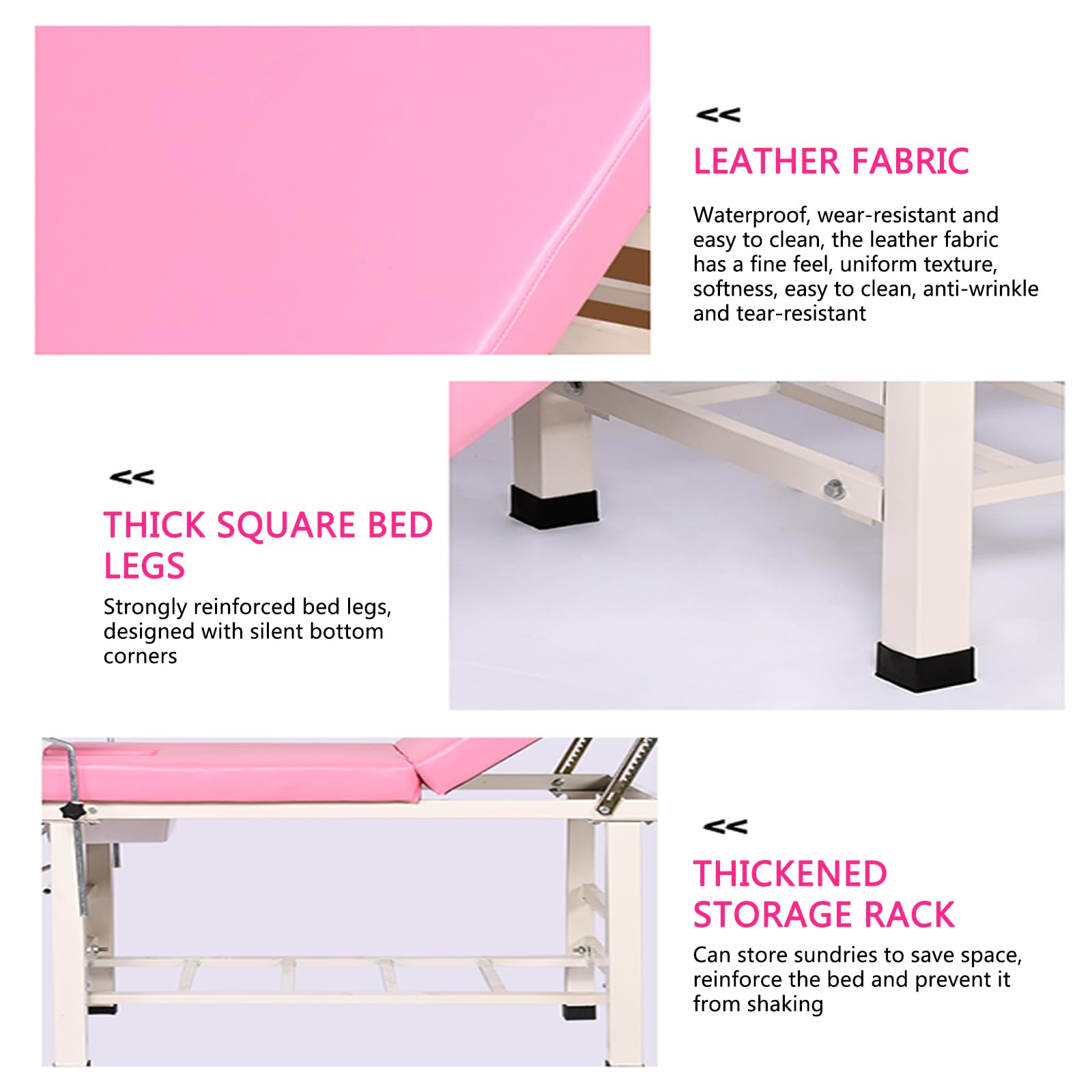LINLIUA Lettino per Visita ginecologica, Attrezzature infermieristiche, Letto per chirurgia prenatale, Schienale Regolabile, Lettino Spa, Trattamento ginecologico per la Salute Femminile A Pink
