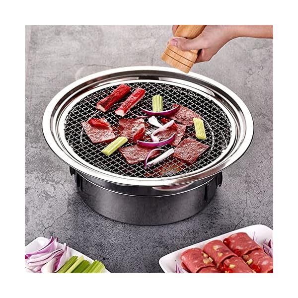 JHLXYXMY Grills Stainless Steel Charcoal Barbecue Grill Non-stick Barbecue Grills Portable Outdoor Bbq Grill Round Carbon Barbecue Stove - Image 5