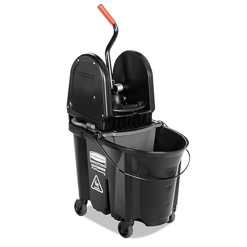 Sistema de trapeador WaveBrake de alto rendimiento con escurridora a presión, de Rubbermaid Commercial, Negro, 1 Negro -,Azul,Marrón,Amarillo,Rojo
