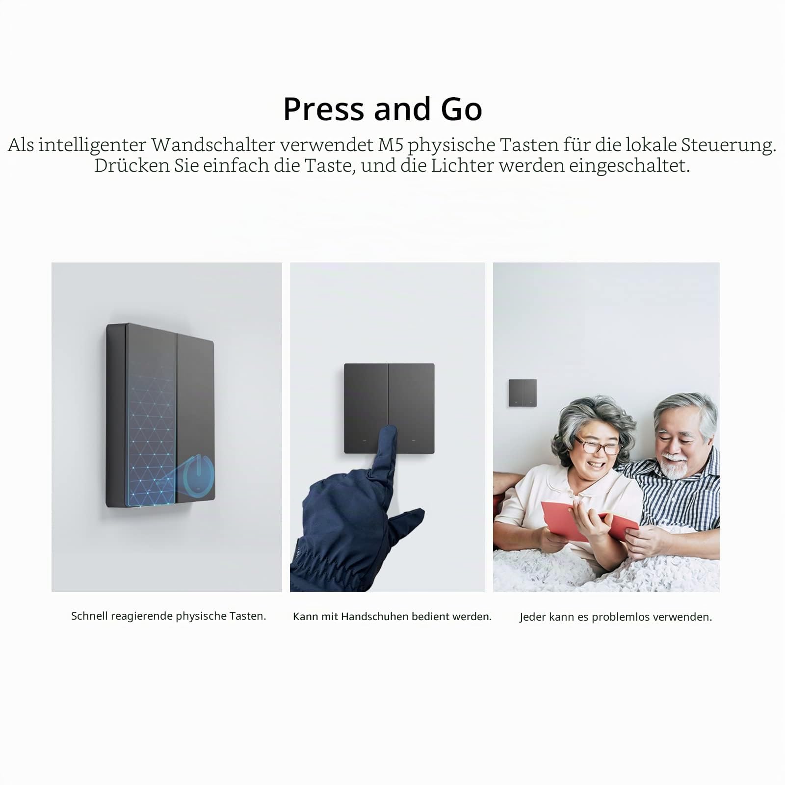SONOFF Smart Wandschalter,Smart Wlan Lichtschalter,M5-2C-86 2 Gang Smart Home Schalter vom Typ 86,Physische Tasten Schalter,kompatibel mit Alexa,Google Home.Bluetooth Fast Pairing