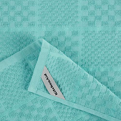 KITCHENAID Quilted Cotton Terry Cloth Oven Mitt, Pot Holder, Kitchen Towel 4-Pack Set, Heat Resistant, Silicone Grip, 16"x26", 7"x13" & 7"x10", Aqua Sky by KitchenAid - Image 8