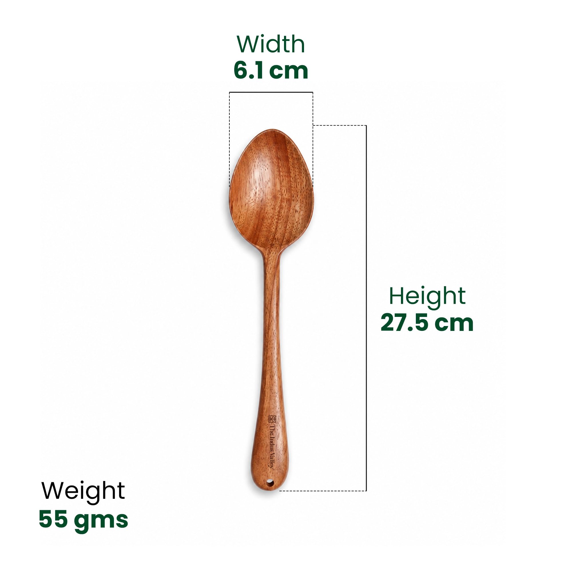 The Indus Valley Neem Wood Compact Flip/Spatula/Ladle for Cooking Dosa/Roti/Chapati | Kitchen Tools | No Harmful Polish | Naturally Non-Stick | Handmade (Set of 7), 30 Centimeter 2
