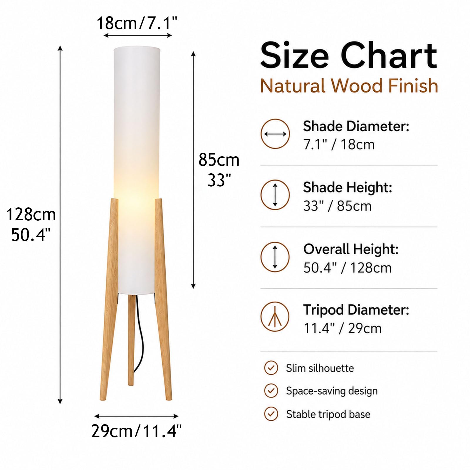 Wabi-Sabi Stativ-Stehlampe Aus Holz, 128 CM, Papierlaternen-Stil | Hoher Leinenschirm, E27-Glühbirne Inklusive, 3 Farbtemperaturen, Fußschalter, Naturholz, Wohn-, Schlaf- Und Arbeitszimmer