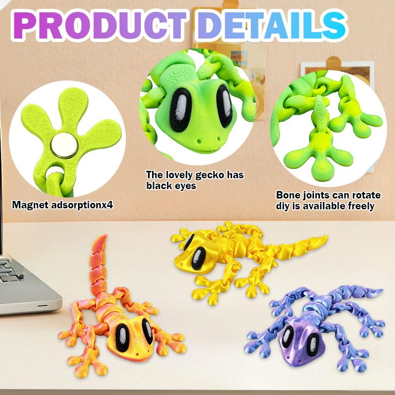 12 piezas iman gecko 3D para refrigerador colorido miniatura 3