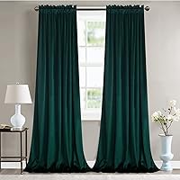 Vista 31 de Roslynwood Cortinas de terciopelo, decoración de hogar, verde azulado, para la sala, opacas y con aislamiento térmico, para comedor, fondo