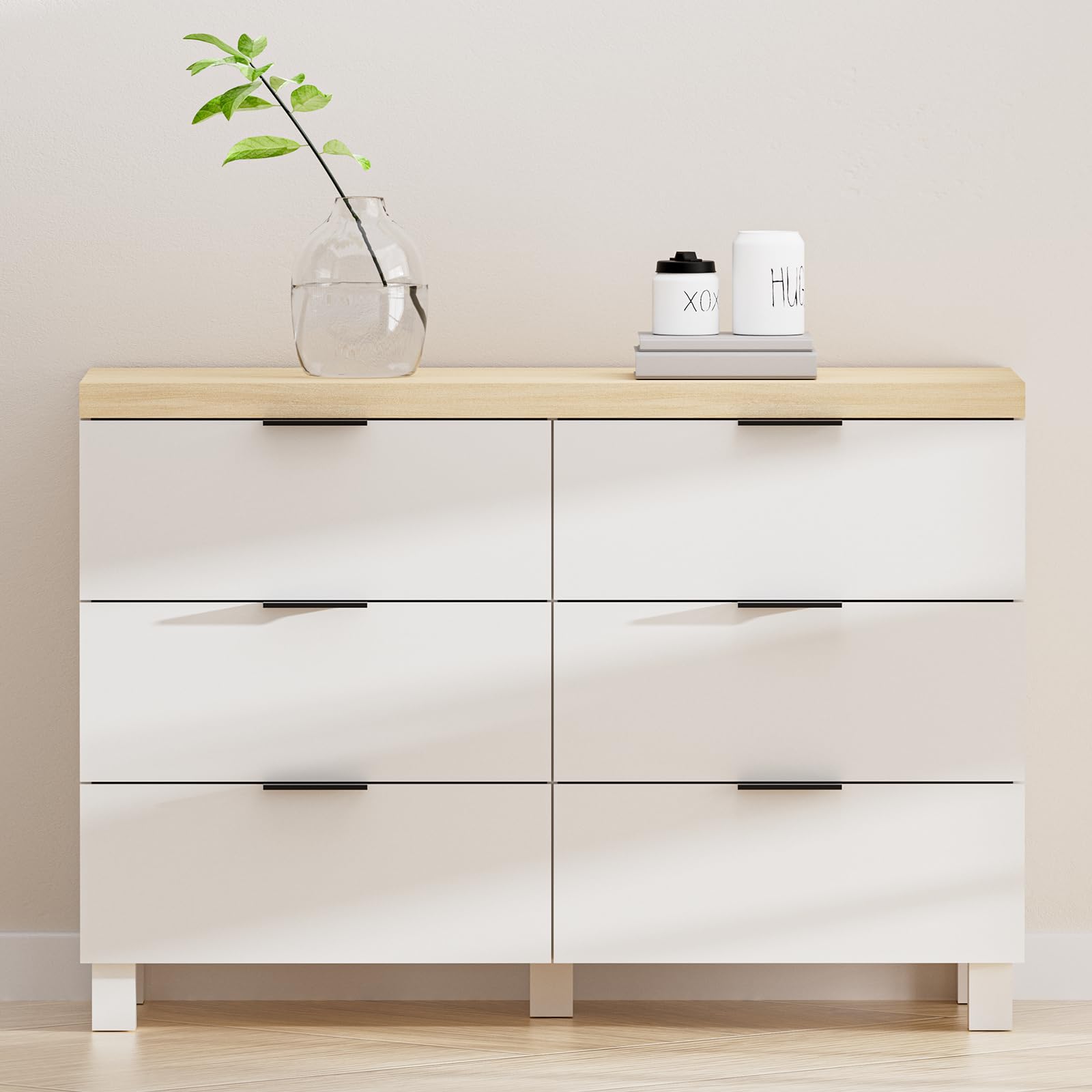 Comoda Dormitorio 6 Cajones, Cajonera Dormitorio,109×75×39 cm, Sinfonier Blanca, Gavetero Dormitorio, Mueble de Almacenamiento para Adulto (Blanca)