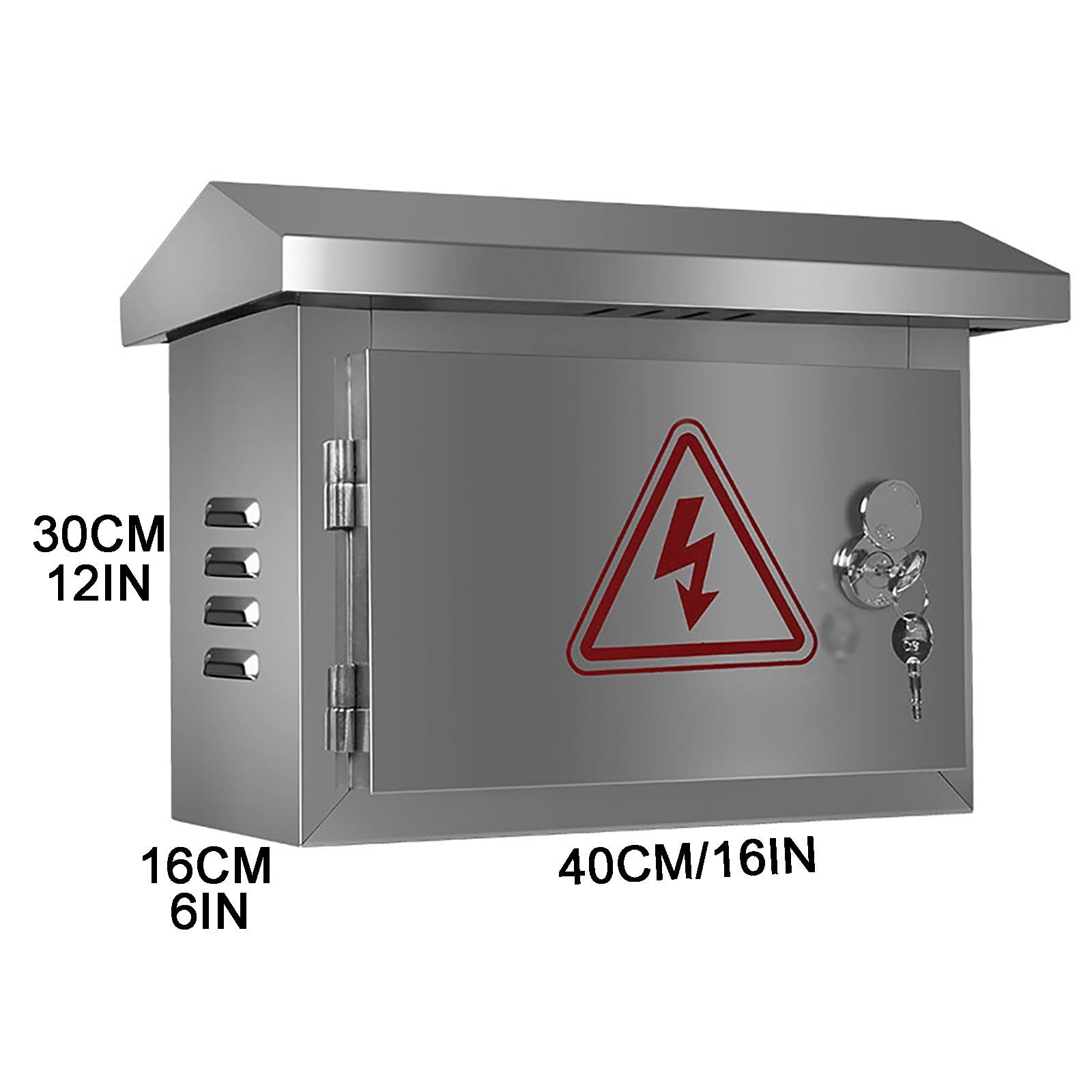 Skrzynka Rozdzielcza Ze Stali Nierdzewnej z Dwuspadowym Dachem Przeciwdeszczowym, Skrzynka Elektryczna, do Użytku w Każdych Warunkach Pogodowych(40x16x30CM/16x6x12IN)