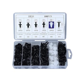 Car Retainer Clips Auto Fasteners Kit, Fender Retainer Clips Car Rivet Clips Kit with Fastener Remover100Pcs Clips