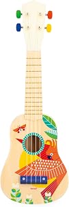 Janod - Gioia Ukulele- Musical Instrument - Colourful Wooden Development Toy - Early-Learning - Sound Discovery for Children and Toddlers - from 3 Years + - Multilingual - J07652