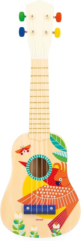 Janod - Kids Ukulele - Gioia - 20 in | Music Education for Toddlers - Inspires Creativity - Festive Design - Extra Strings - Safety Standards - Ages 3 to 5 Years