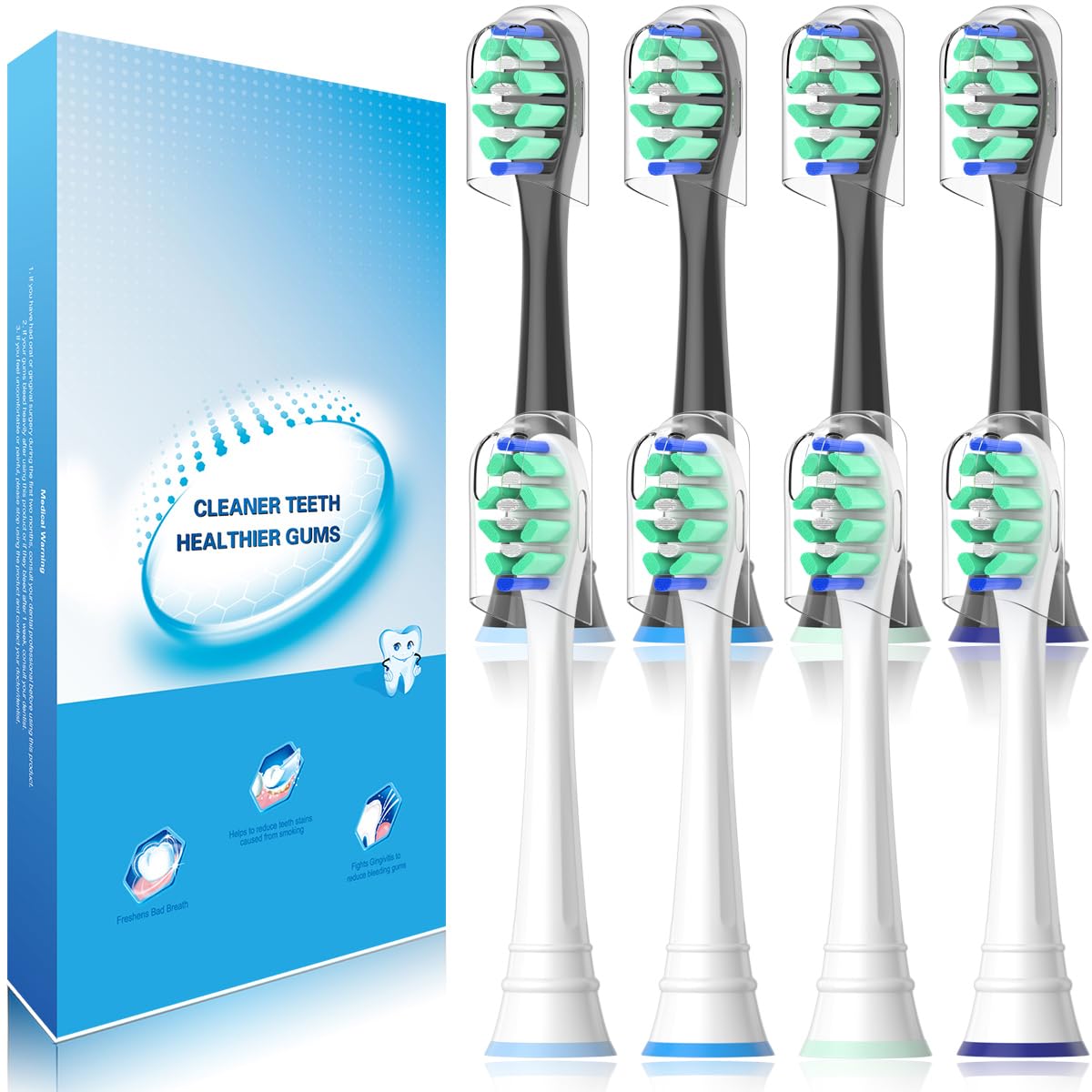 Wardimark Ersatzbürsten Kompatibel mit Philips Sonicare Elektrische Zahnbürste 8er Zahnfleischpflege Ersatzbürstenköpfe