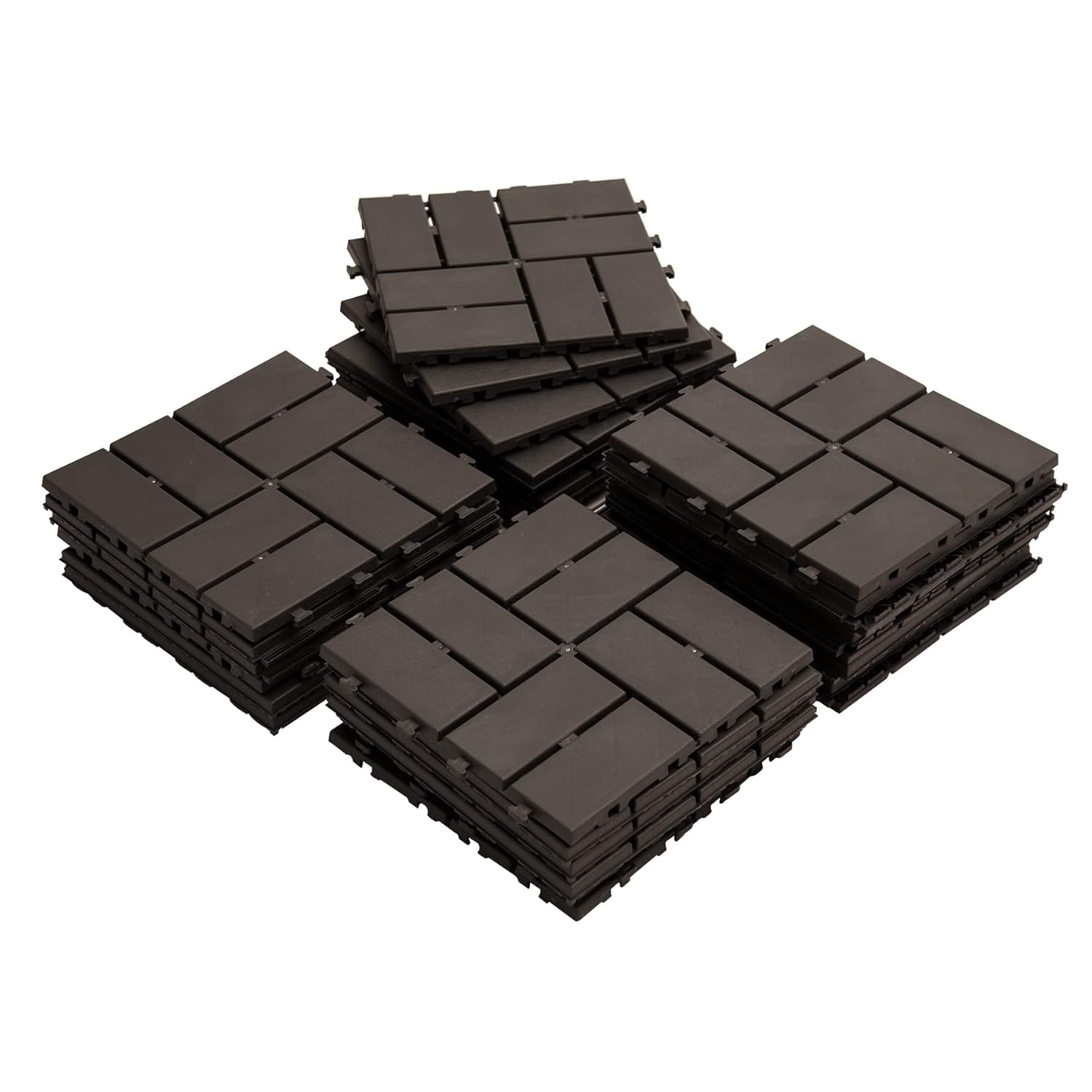 Patio Interlocking Deck Tiles, 12"x12" Square Composite Decking Tiles, Checked Plastic Outdoor Flooring Tile All Weather for Balcony Porch Backyard, Grey (Pack of 27) by domi outdoor living