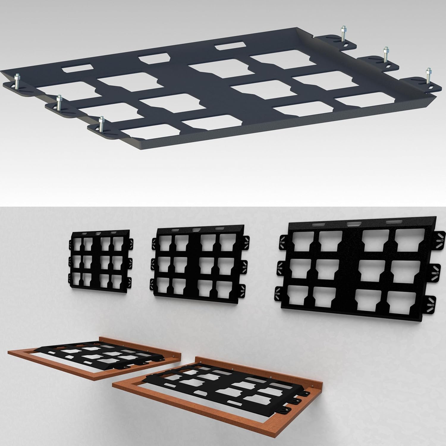 Fabater 2 Pack-Packout-Montageplatte Kompatibel mit Toolbox, 100 Lbs, Metall mit Pulverschicht, für Werkzeuglagerung und Organisationssystem (volles Plattenschwarz)