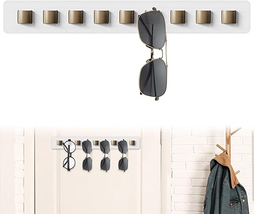 Emoin Haning - Organizador de lentes de sol, de madera, para colgar en la pared, soporte para múltiples gafas, estante de exhibición de gafas,