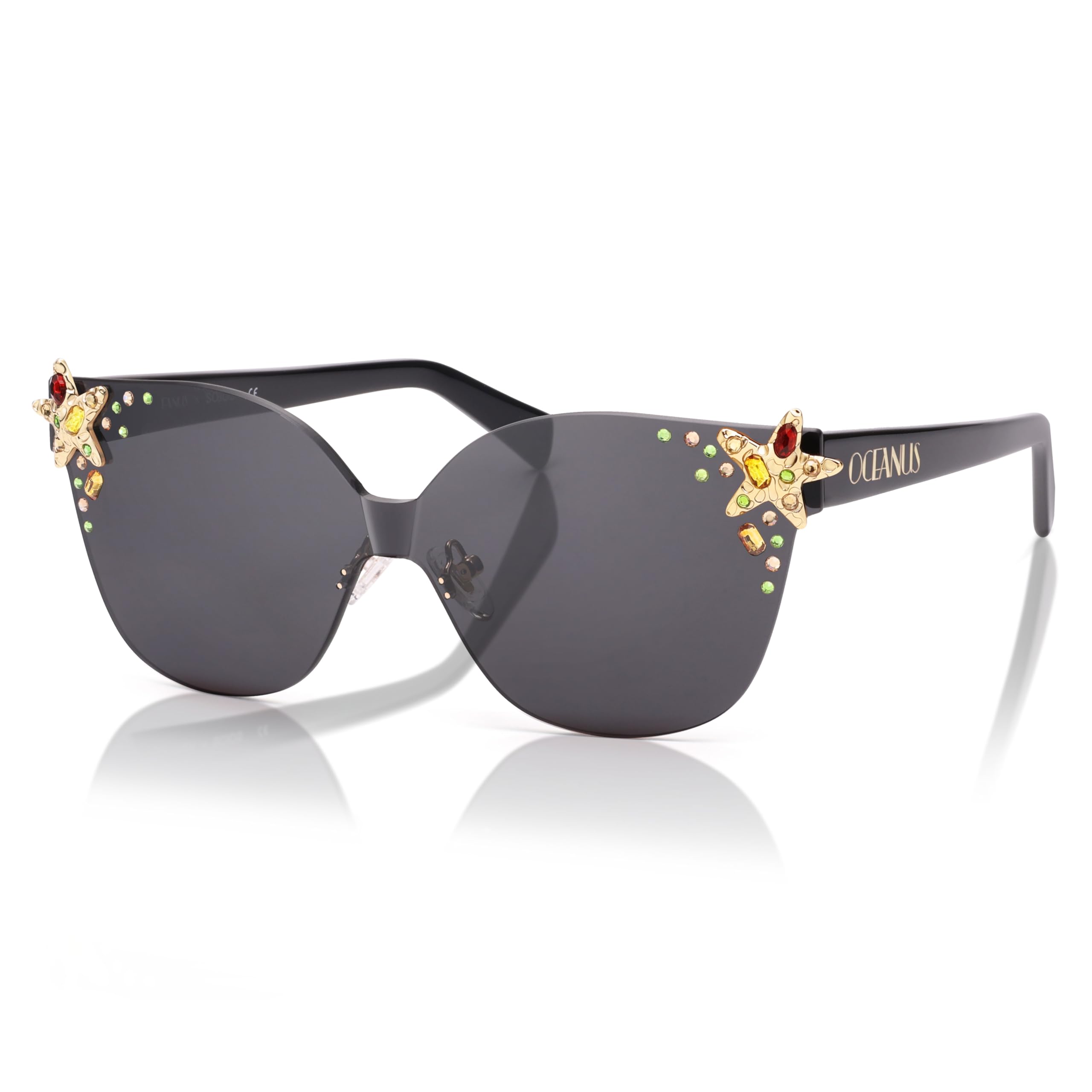 SOJOS Occhiali da sole quadrati oversize donna acetato con accenti stellati protezione UV400, Glowheart