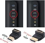 VCE HDMI 90 and 270 Degree Adapter, Right Angle HDMI 2.0 Connector Male to Female for 4K@60Hz & 3D, Wall Mounted TV/Roku Stick/Monitor