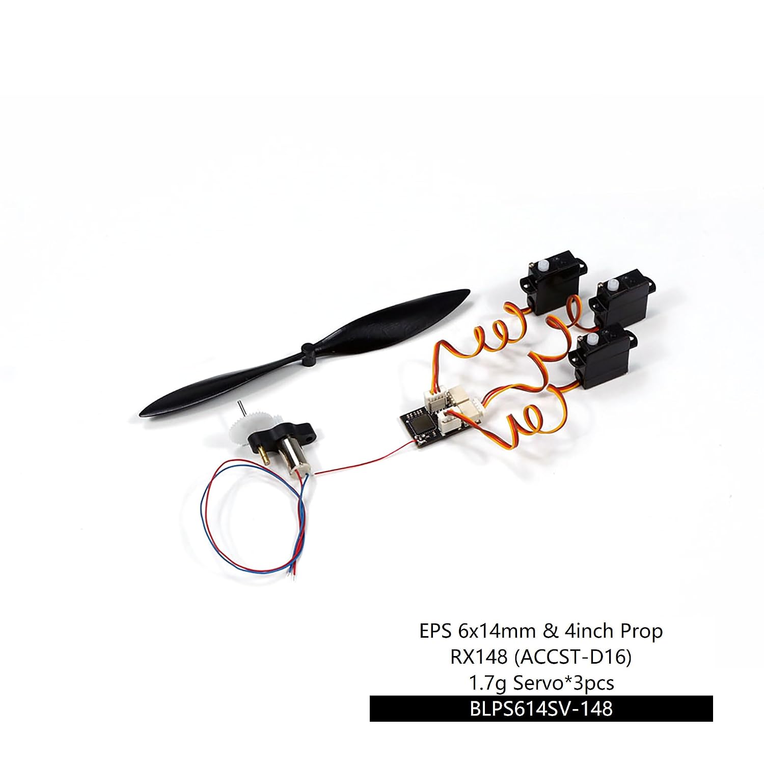 DIY Micro Brushed Power System with 6x14 Brushed Motor,4inch Prop,1.7g servo,Micro Receiver (BLPS614SV-148)